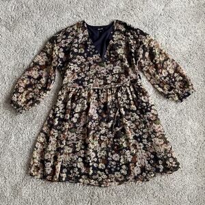 Madewell Drawstring Faux  Wrap Dress Size S Floral